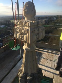 Image showing completed stone finial on top of the pinnacle