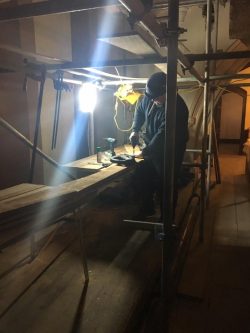 Image showing joiner working on part of the new vaulted ceiling structure