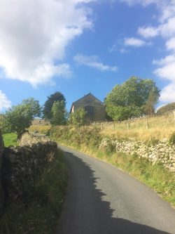 Image showing single track road (only access to the Church)