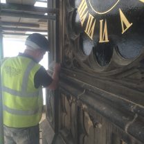 Image showing repointing to the Castle clock face