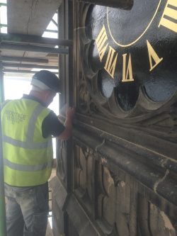 Image showing repointing to the Castle clock face