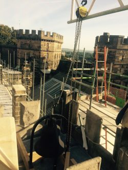 Image showing the bell being lifted ahead of being refitted