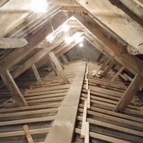 Image showing the timber construction inside the roof space at the Church