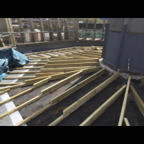 Image of initial stage of the timber roof deck