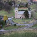 Drone image showing St Cuthbert's, Kentmere
