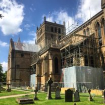 Image showing the scaffold being constructed to the South Aisle roofs