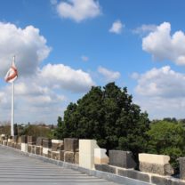 Image showing the rebuilt Battlement stones with old and new stone