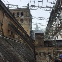 Image showing the frame work of the scaffolding temporary roof