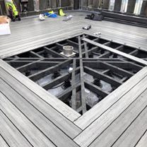 Image showing decking nearing completion to the top of the Tower