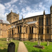 Image showing the completed elevation of South Aisle roof - taken from the ground at a distcance to capture the whole Minster