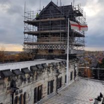 Image showing the Scaffold installation up the Tower