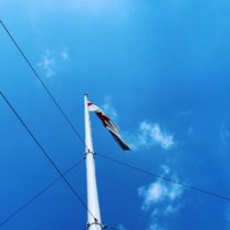 Image showing the new 15m on the top of the Tower with a bright blue sunny sky behind