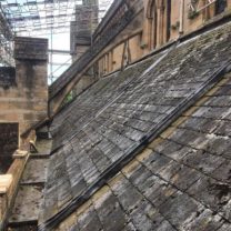 Image showing the Aisle roof prior to existing slate being stripped